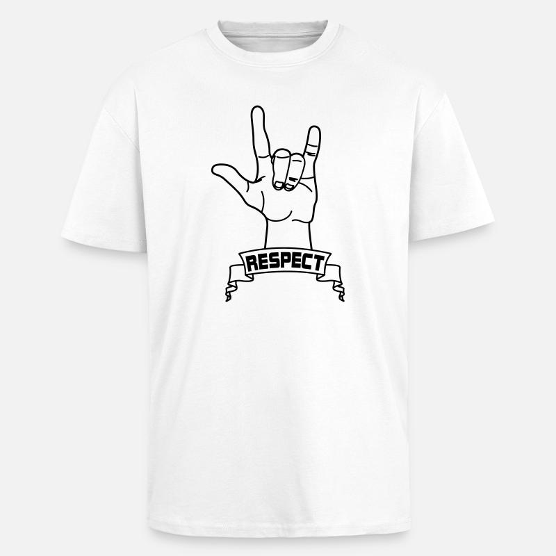 Hand gesture respect with text RESPECT - Unisex Oversized Heavyweight T-shirt - white