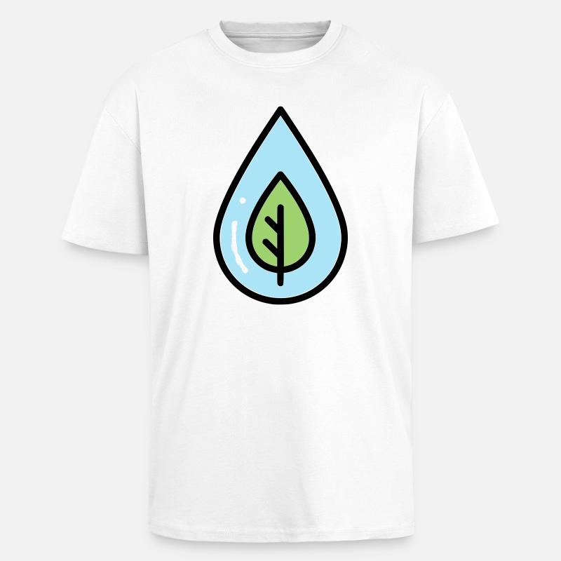 Éco de feuilles à goutte d’eau - T-shirt unisexe oversize épais - blanc
