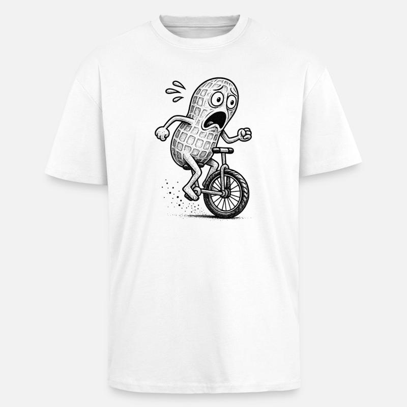 Panic Peanut sur un vélo - T-shirt unisexe oversize épais - blanc