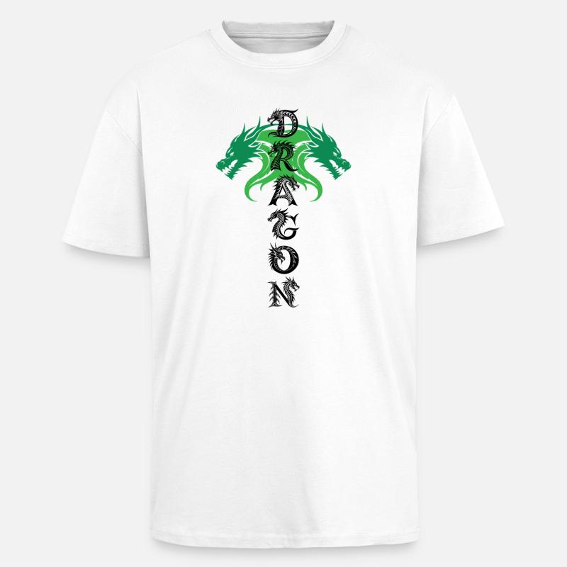 Emblème du Dragon Vert - T-shirt unisexe oversize épais - blanc