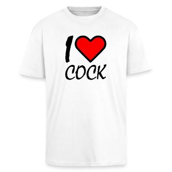 I love cock - Unisex Oversized Heavyweight T-shirt - white - Front - Alina (178cm) & Michal (187cm)