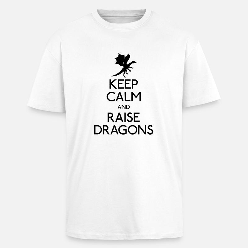 Keep calm dragons - T-shirt unisexe oversize épais - blanc