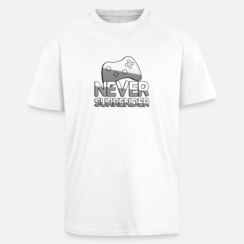 NEVER SURRENDER + Controller - Gaming - Unisex Oversized Heavyweight T-shirt - white