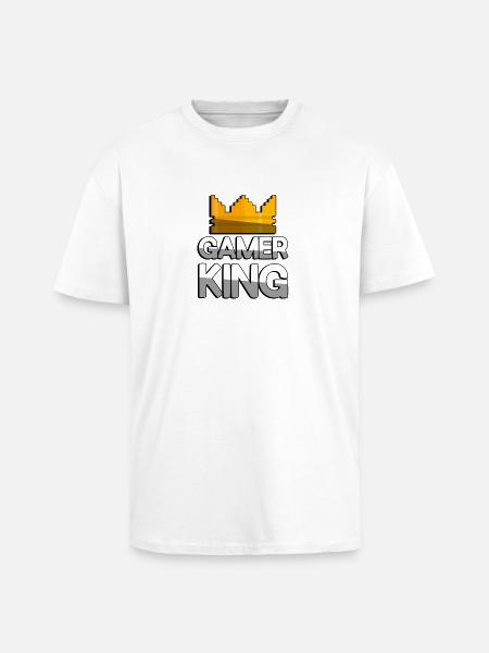 GAMER KING + King Crown - Gaming - Unisex Oversized Heavyweight T-shirt - white