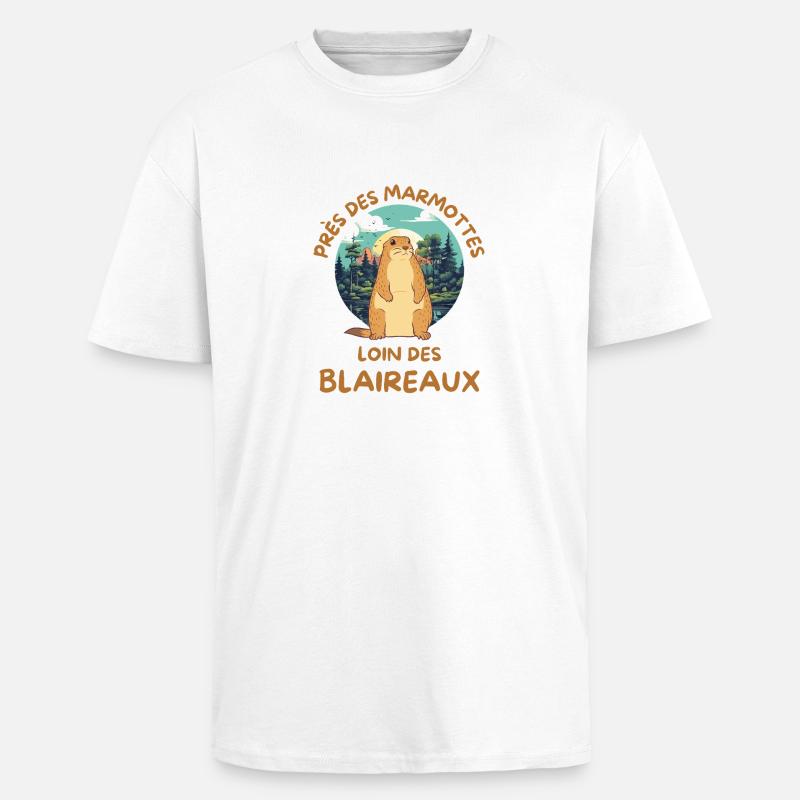 Humour marmotte - T-shirt unisexe oversize épais - blanc