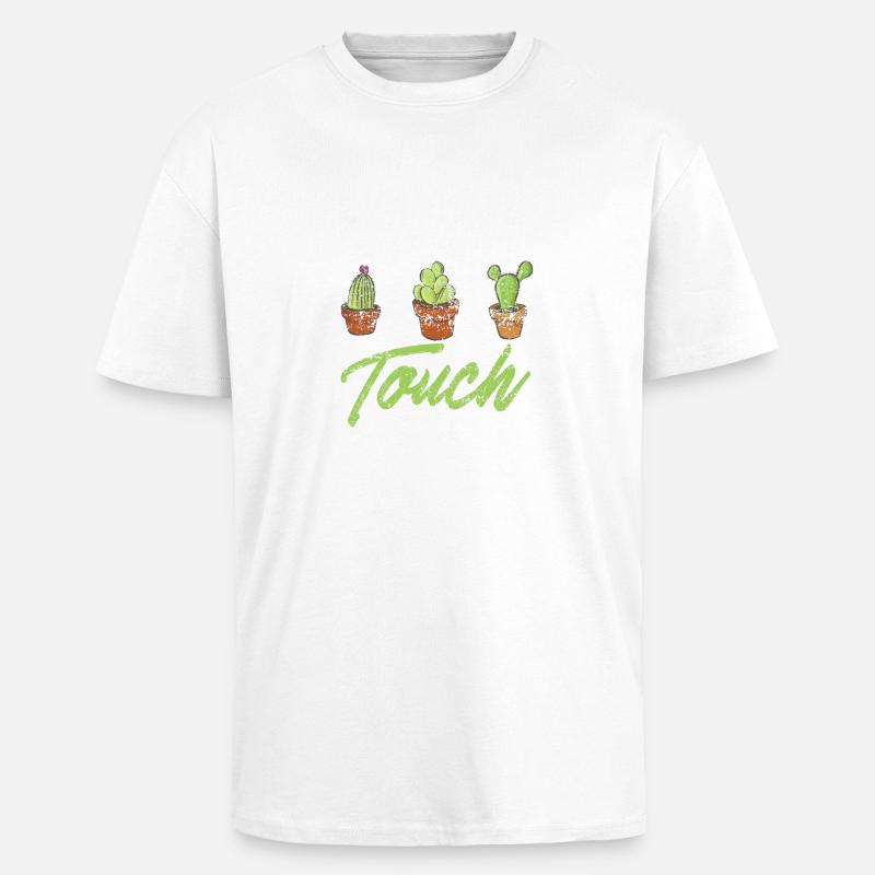 Drôle Cactus Shirt Distressed - T-shirt unisexe oversize épais - blanc
