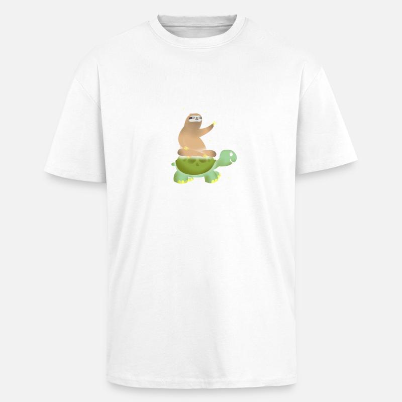 Sloth turtle gift - Unisex Oversized Heavyweight T-shirt - white