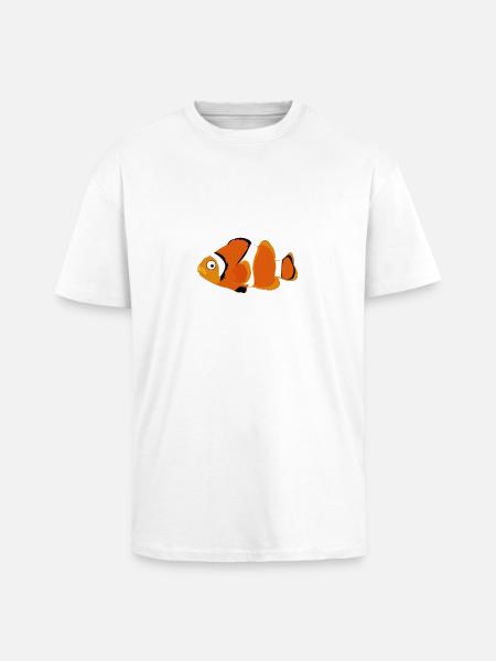 Cute Funny Cute Fish Comic Drawing T-Shirt - Unisex Oversized Heavyweight T-shirt - white