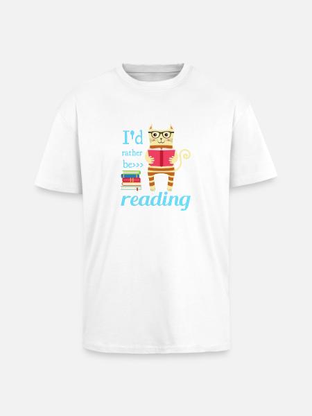 I would rather read - Unisex Oversized Heavyweight T-shirt - white