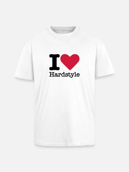 I Love Hardstyle - Oversized Heavyweight Unisex T-Shirt - Weiß