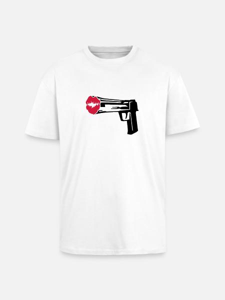 Kiss Pistol - Oversized Heavyweight Unisex T-Shirt - Weiß