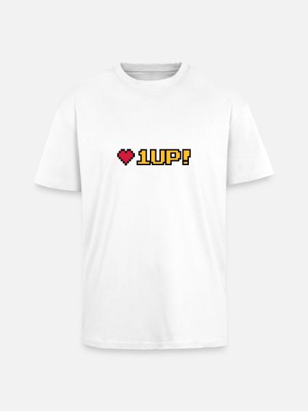 8-Bit 1UP - Unisex Oversized Heavyweight T-shirt - white