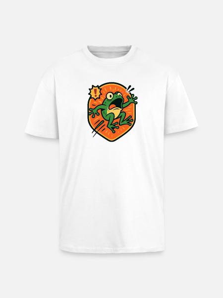 Panic Frog badge - Unisex Oversized Heavyweight T-shirt - white
