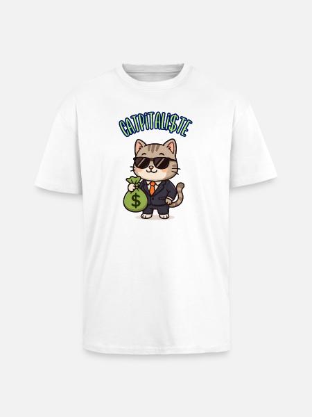 CATPITALIST - Kawaii Cat Humor - Unisex Oversized Heavyweight T-shirt - white
