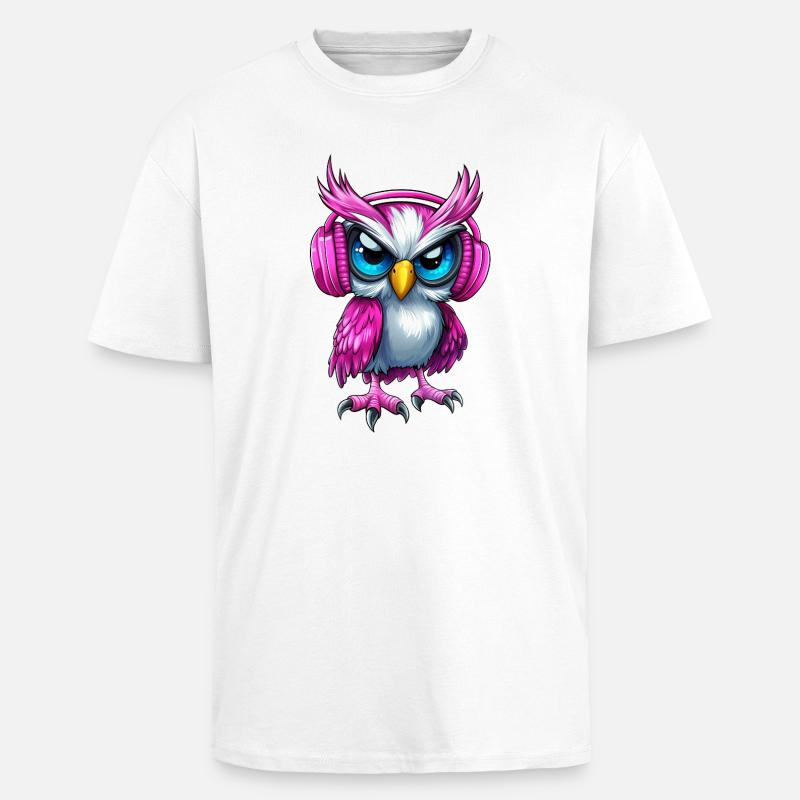 pink rosa lila Eule mit Kopfhörer :) - Oversized Heavyweight Unisex T-Shirt - Weiß