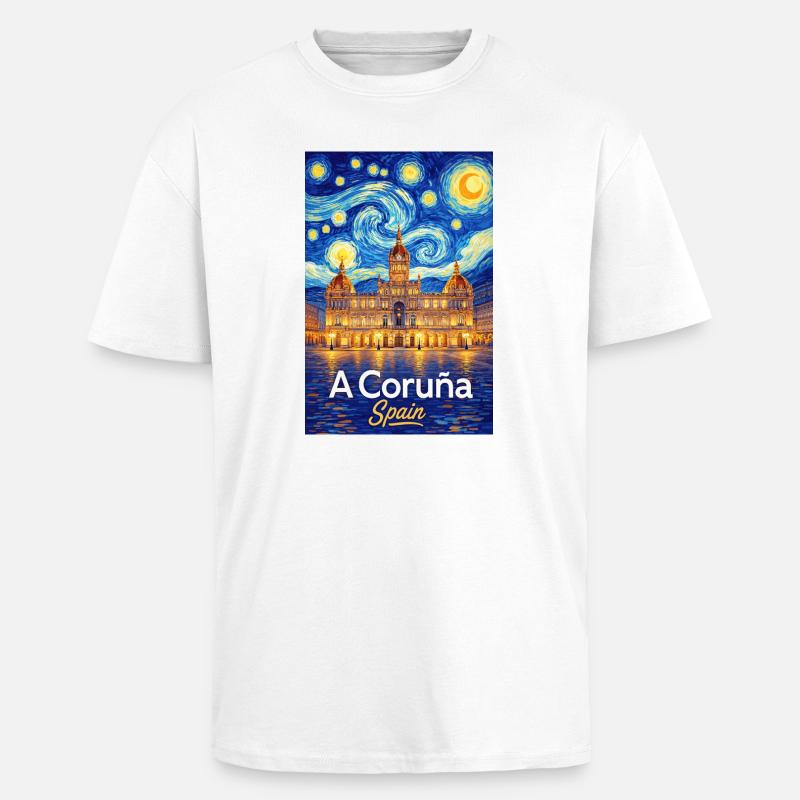 A Coruña Spain - Unisex Oversized Heavyweight T-shirt - white