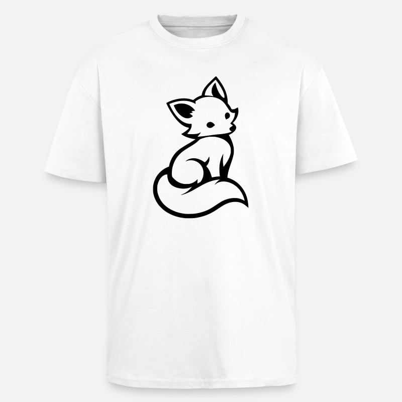 Cute Fox Minimalist Silhouette - Unisex Oversized Heavyweight T-shirt - white