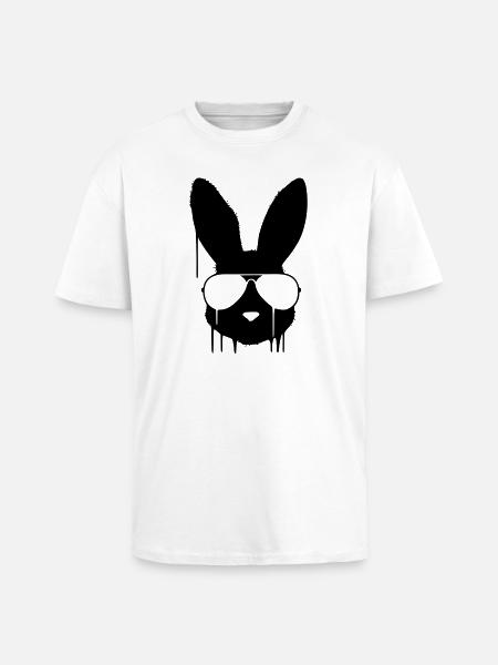 Cool Bunny Glasses Graffiti - Unisex Oversized Heavyweight T-shirt - white
