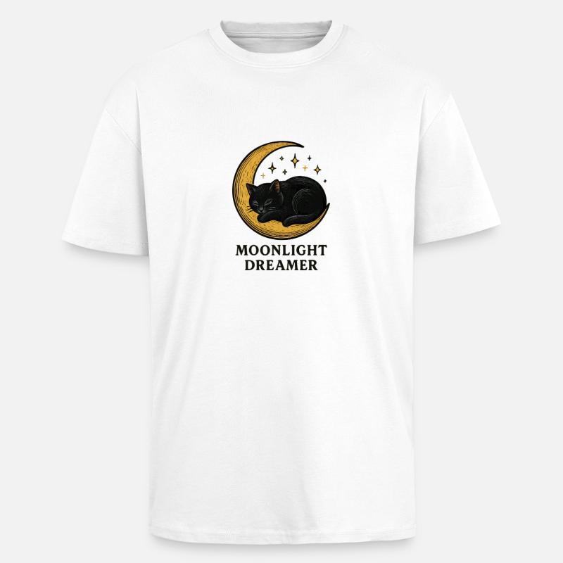 Mondlichtträumer Katze - Oversized Heavyweight Unisex T-Shirt - Weiß