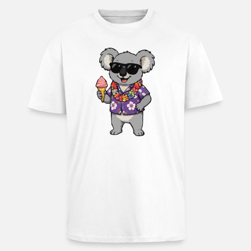 Koala Hawaii Eis - Oversized Heavyweight Unisex T-Shirt - Weiß