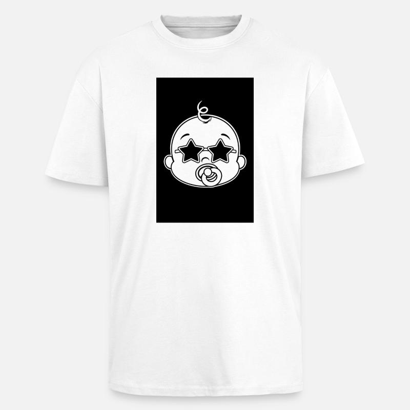 Bébé Étoiles et Sucette - T-shirt unisexe oversize épais - blanc