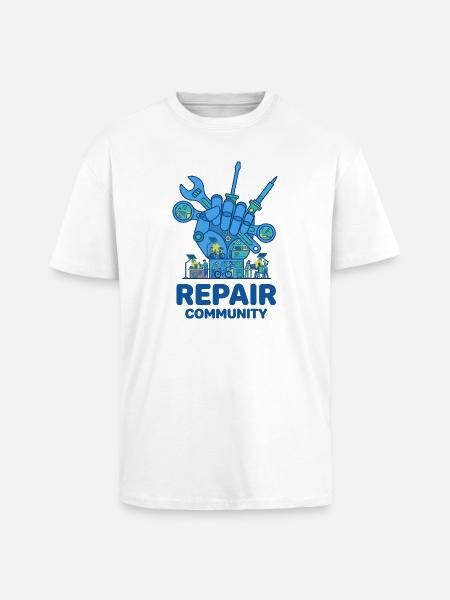 Cultuur van gereedschappen van de reparatiegemeenschap - Unisex oversized T-shirt van zware kwaliteit - wit