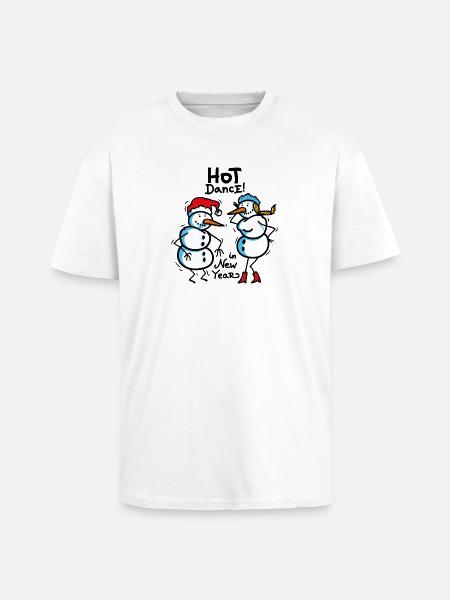 Dancing snowmen - Unisex Oversized Heavyweight T-shirt - white