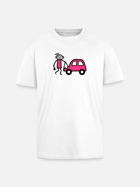 Strichmännchen Autowäsche - V2 - Oversized Heavyweight Unisex T-Shirt - Weiß