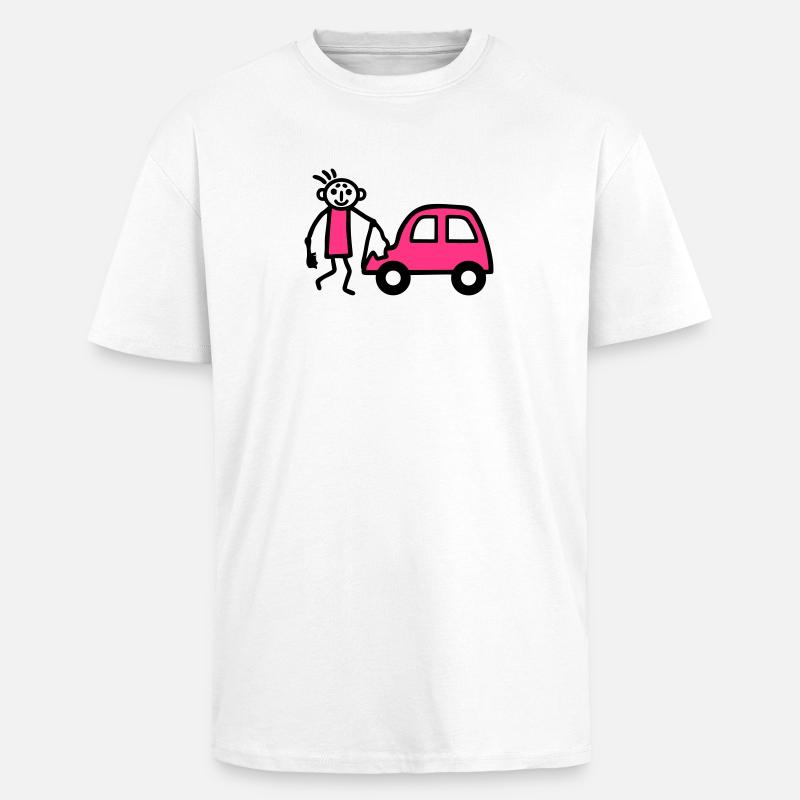 Strichmännchen Autowäsche - V2 - Oversized Heavyweight Unisex T-Shirt - Weiß