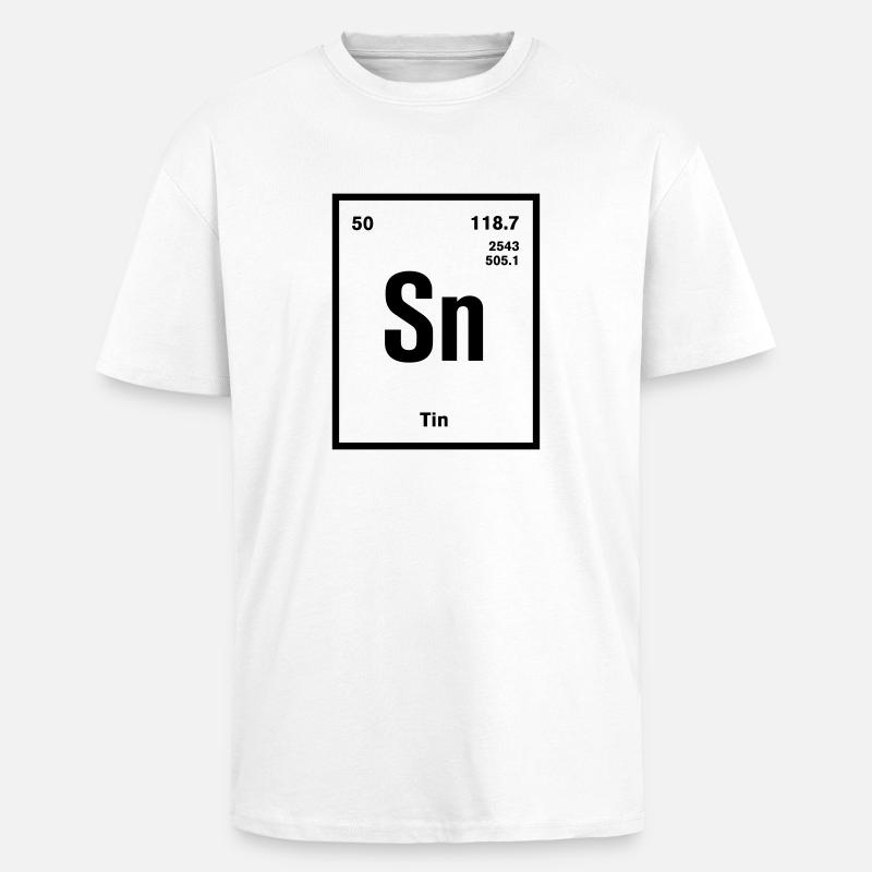 Tin Element im Periodensystem - Oversized Heavyweight Unisex T-Shirt - Weiß