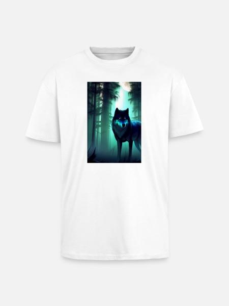 Wolf in the forest - Unisex Oversized Heavyweight T-shirt - white
