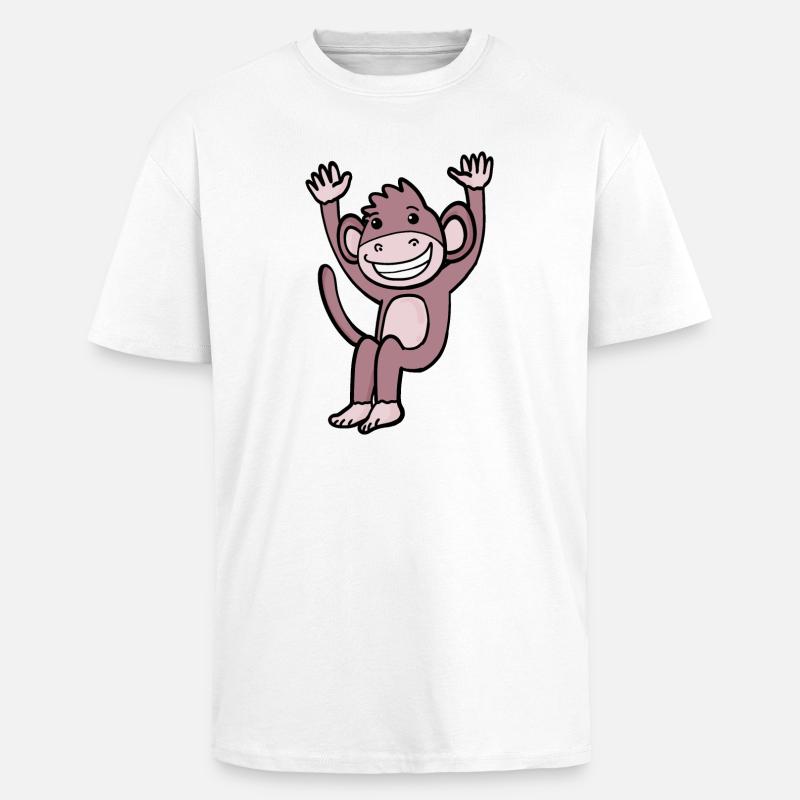 süßer lachender Affe - Oversized Heavyweight Unisex T-Shirt - Weiß