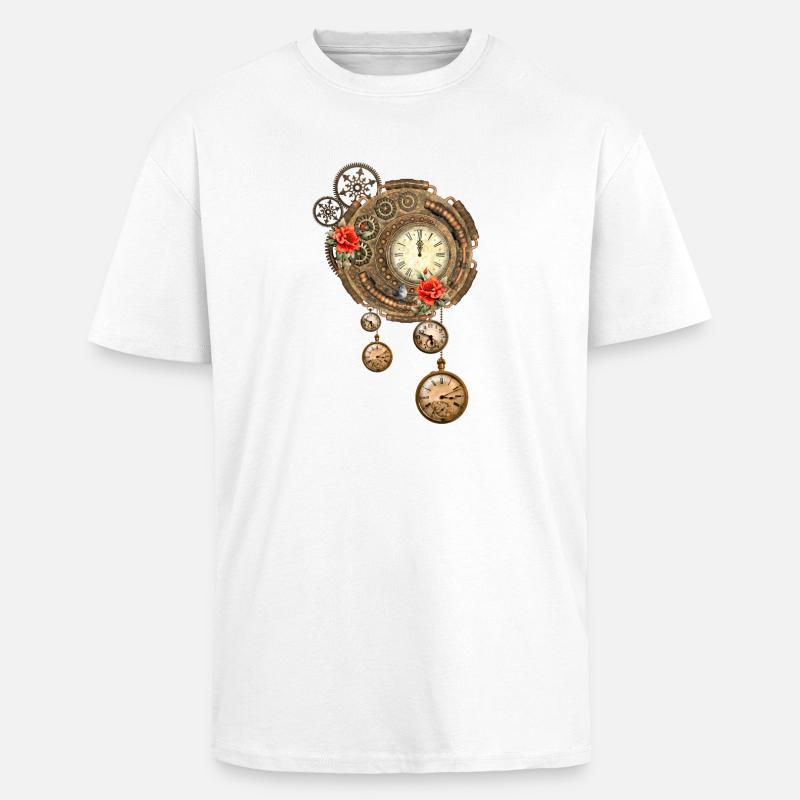 Wunderbare Steampunk-Uhr - Oversized Heavyweight Unisex T-Shirt - Weiß