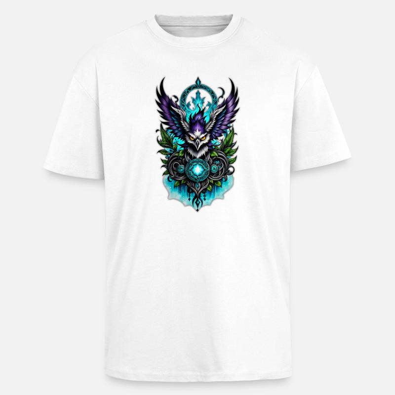 Eule mit magischen Elementen. - Oversized Heavyweight Unisex T-Shirt - Weiß