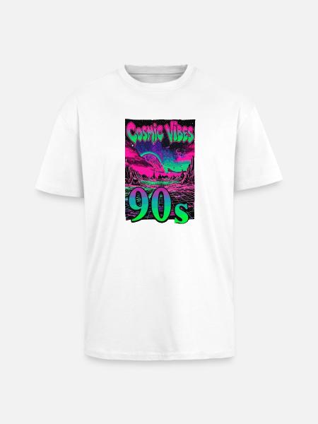 Cosmic Vibes 90s Retro Neon - Unisex Oversized Heavyweight T-shirt - white