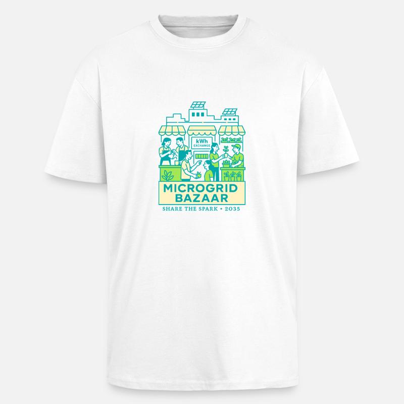 Microgrid Bazaar - Oversized Heavyweight Unisex T-Shirt - Weiß