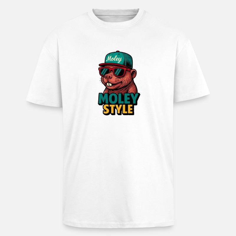 Moley Style Affe Retro Cap - Oversized Heavyweight Unisex T-Shirt - Weiß