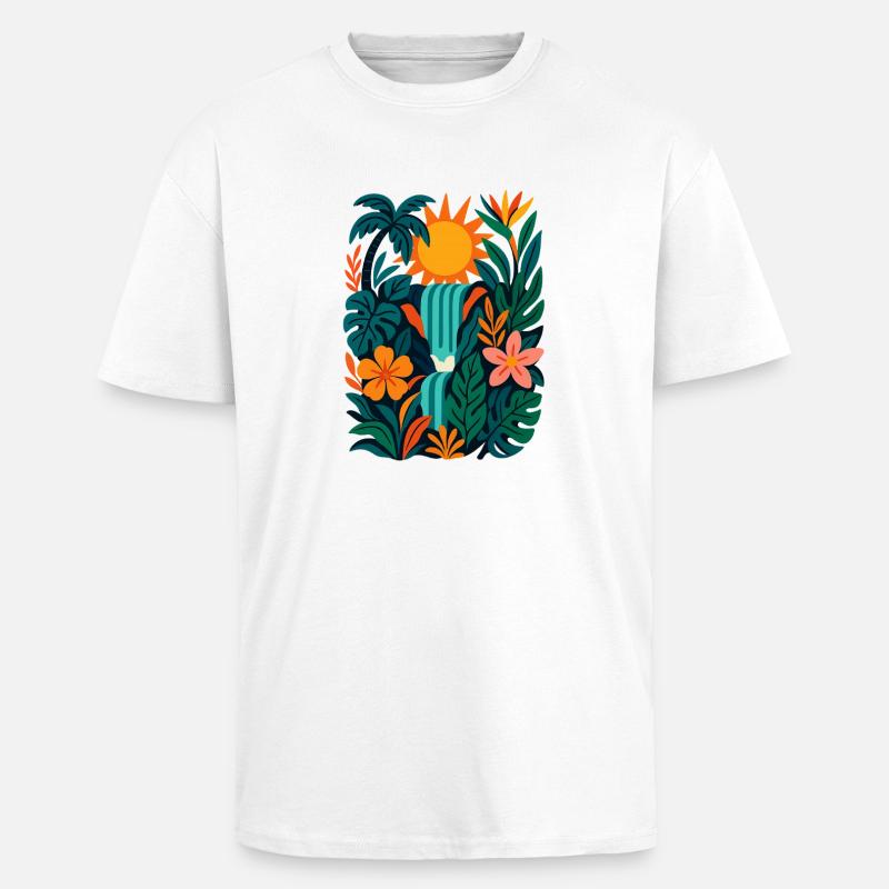 Lebendiger Dschungel - Oversized Heavyweight Unisex T-Shirt - Weiß