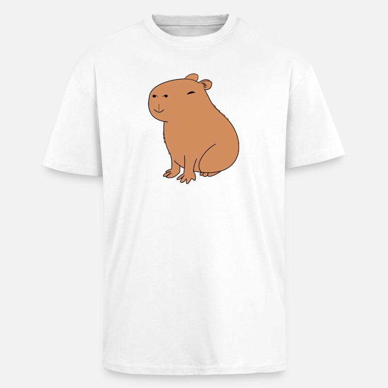 Fröhliches Capybara - Oversized Heavyweight Unisex T-Shirt - Weiß
