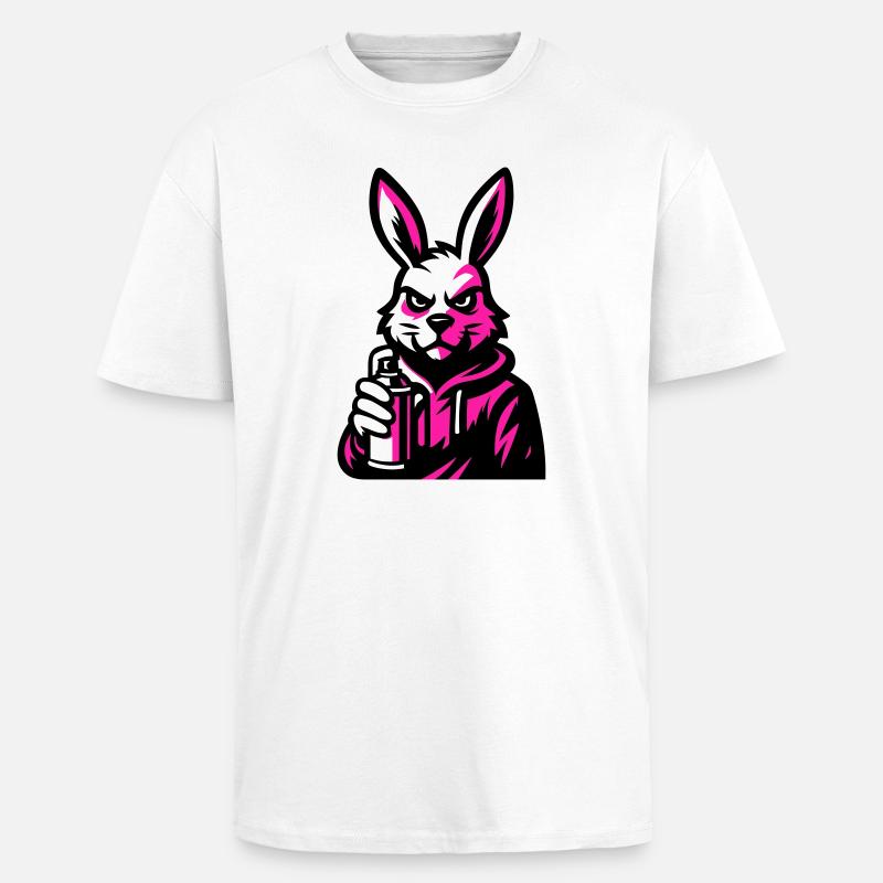Graffity Rabbit - Oversized Heavyweight Unisex T-Shirt - Weiß