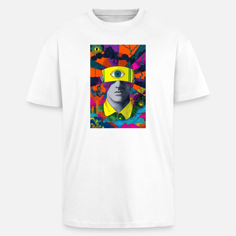 Visionäres Gesicht mit hypnotischem Blick - Oversized Heavyweight Unisex T-Shirt - Weiß
