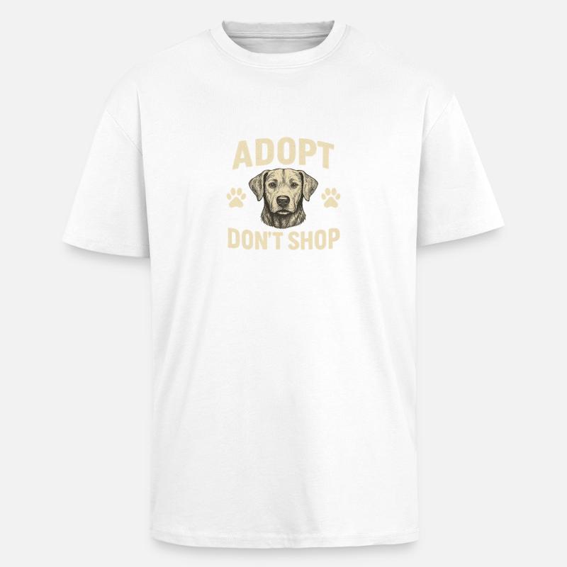 Conception de motif d’adoption de chien - T-shirt unisexe oversize épais - blanc