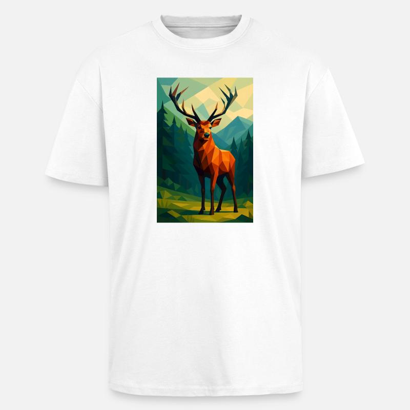 Polynature Hirsch - Oversized Heavyweight Unisex T-Shirt - Weiß