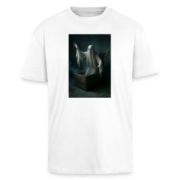 Ghost from the coffin - Unisex Oversized Heavyweight T-shirt - white - Front - Alina (178cm) & Michal (187cm)
