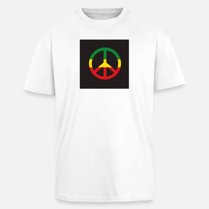 Signe de paix reggae - T-shirt unisexe oversize épais - blanc