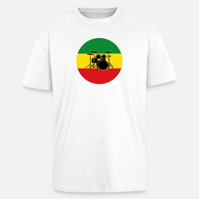 Silhouette de tambours reggae - T-shirt unisexe oversize épais - blanc