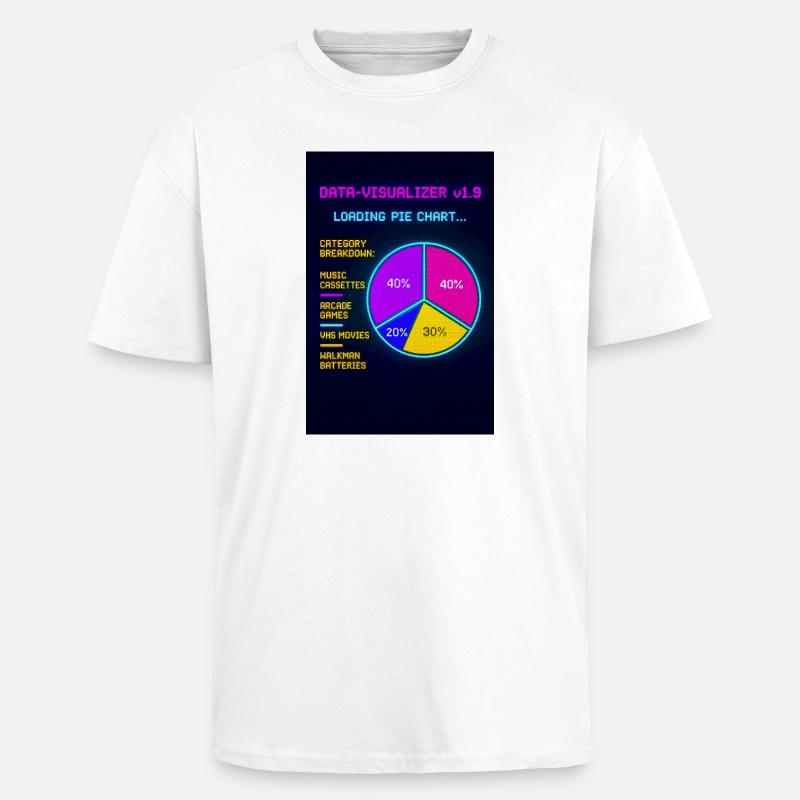 Neon Pie Chart Retro Visual - Unisex Oversized Heavyweight T-shirt - white