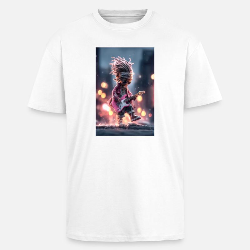 Neon Dread Gitarrist mit Pink Guitar - Oversized Heavyweight Unisex T-Shirt - Weiß