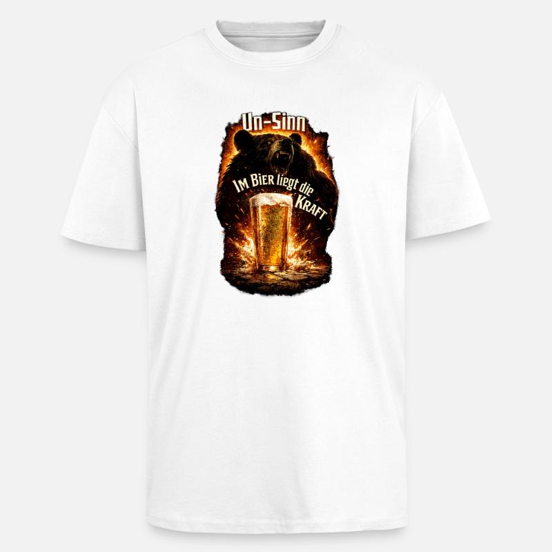 Bär, Bier und Feuerkraft - Oversized Heavyweight Unisex T-Shirt - Weiß