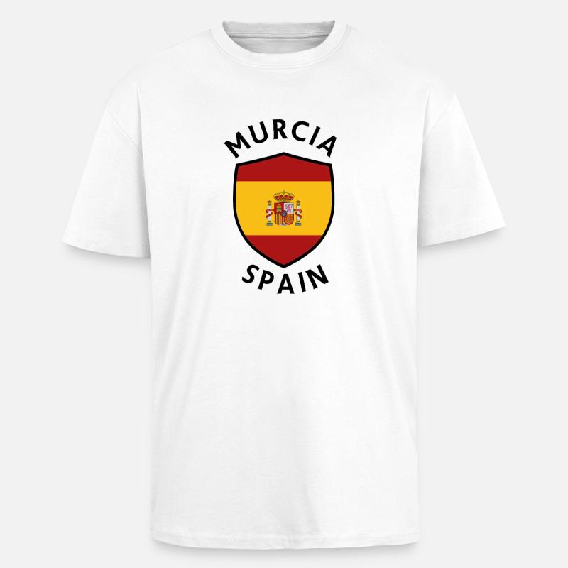 Bouclier de Murcie sous drapeau espagnol - T-shirt unisexe oversize épais - blanc